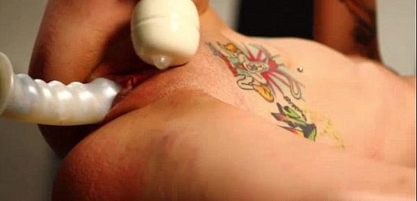  Tattood femdom sub pussy punished hard